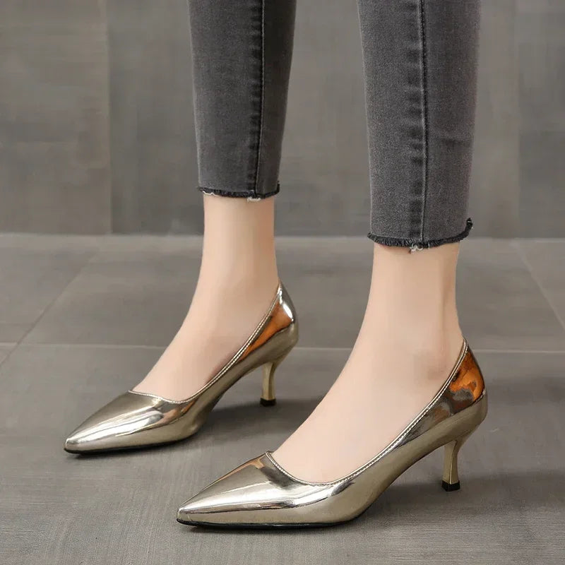 Women's Patent Leather Pointed-Toe Heels