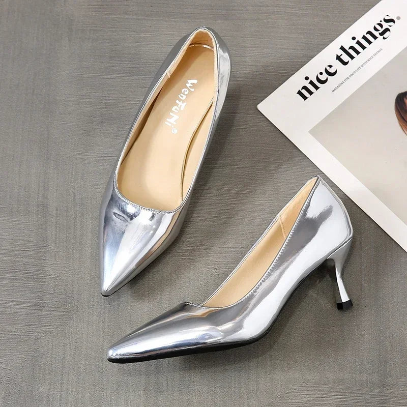 Women's Patent Leather Pointed-Toe Heels