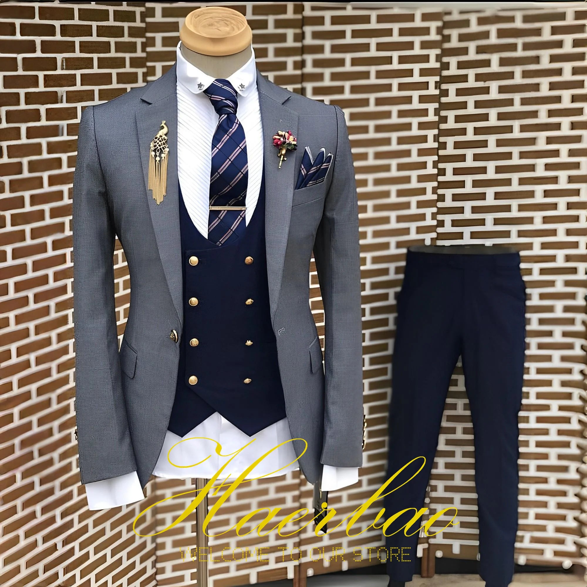 Men's Slim Fit 3-Piece Suit